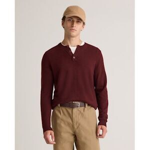 Quince Men's Henley Sweater in Burgundy